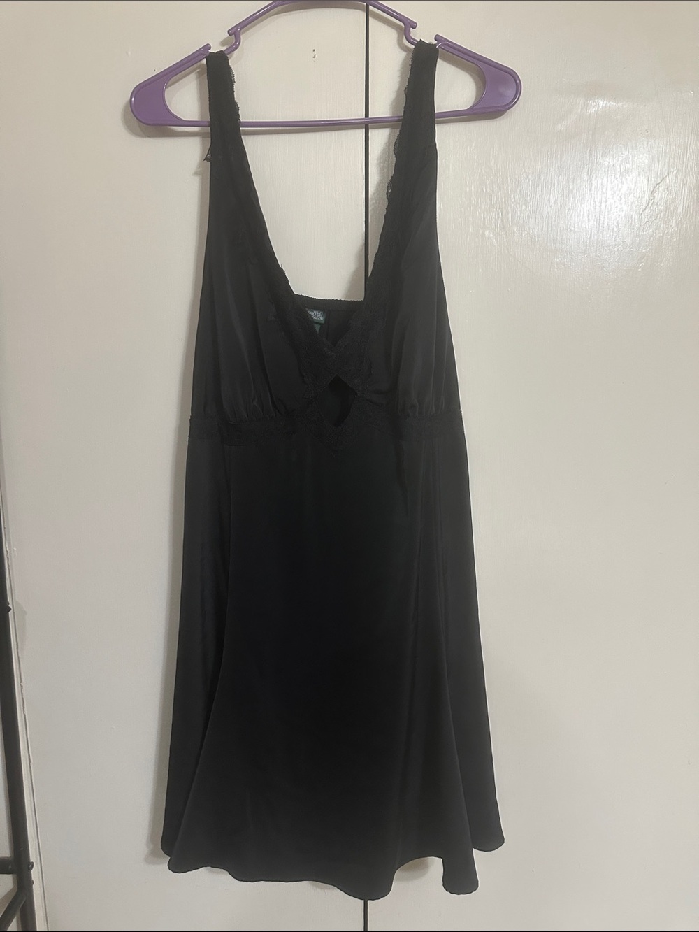 wild fable Black Lace-Trim Slip Chemise